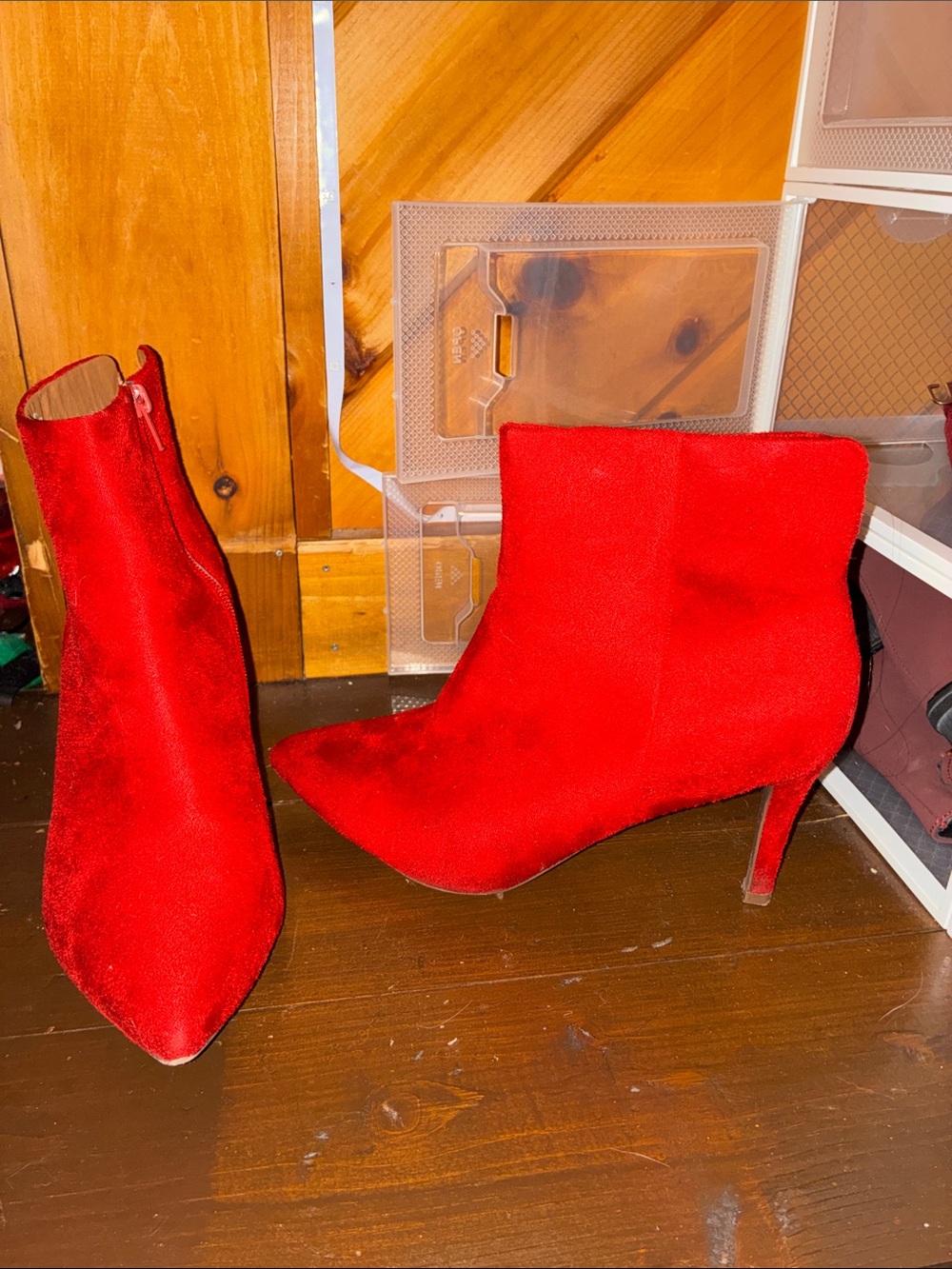 Red velvet booties